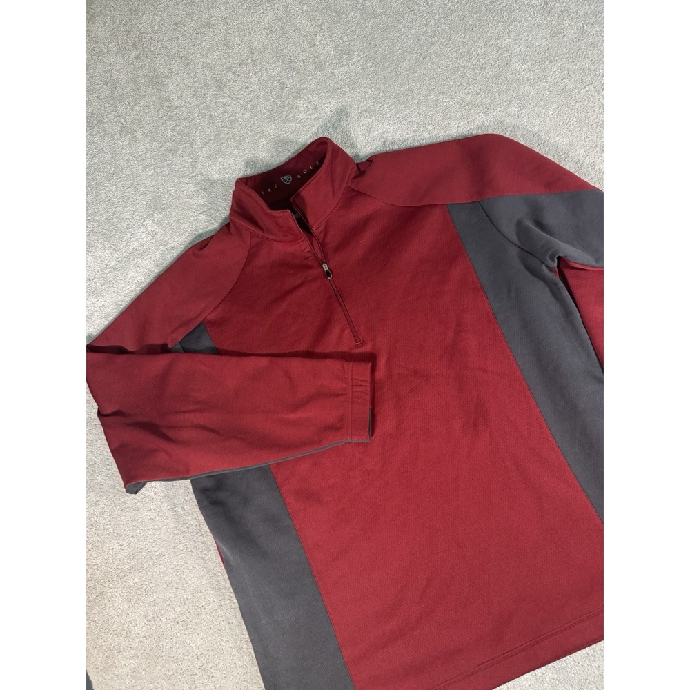 Nike Golf  1/4 Zip Long Sleeve Pullover Mens XL Nike-FitDRY Swoosh Red/ Black‎
